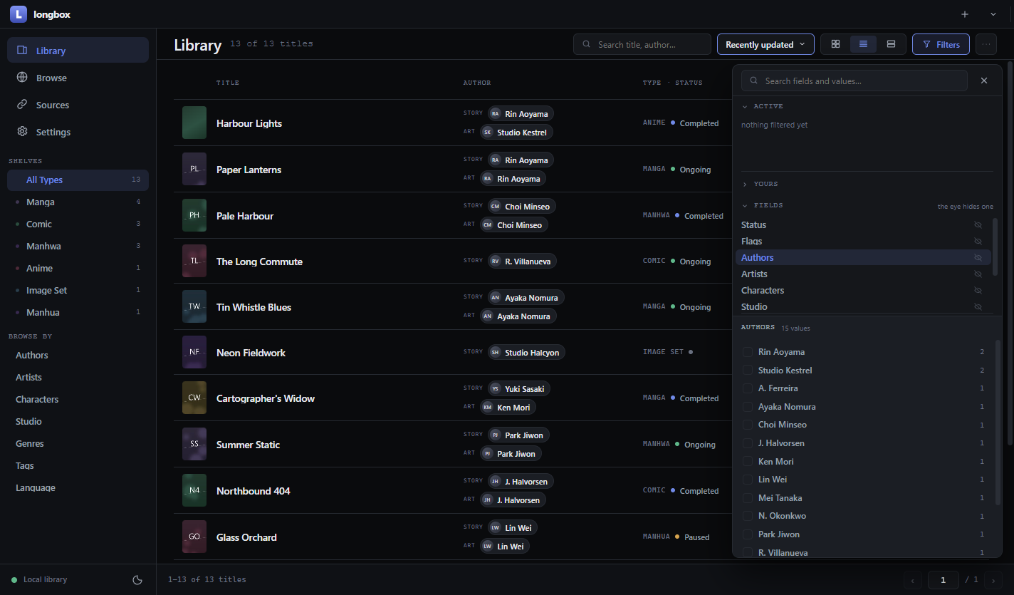 The library in dense list mode