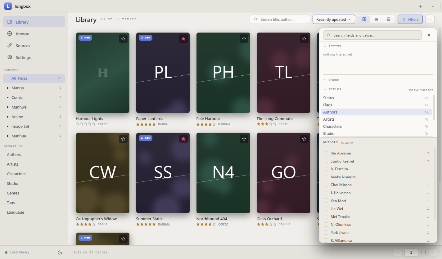 The library in the light theme